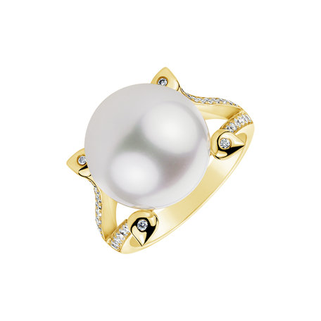 Diamond ring with Pearl Sabi