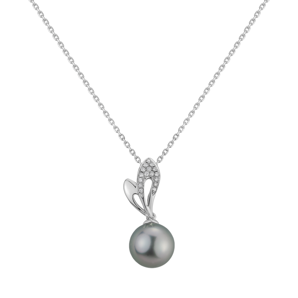 Diamond pendant with Pearl Blue Tear