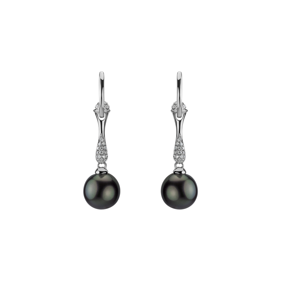 Diamond earrings with Pearl Alastia