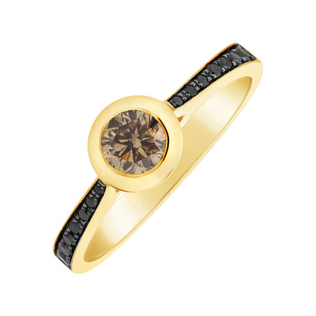 Ring with black and brown diamonds Space Love