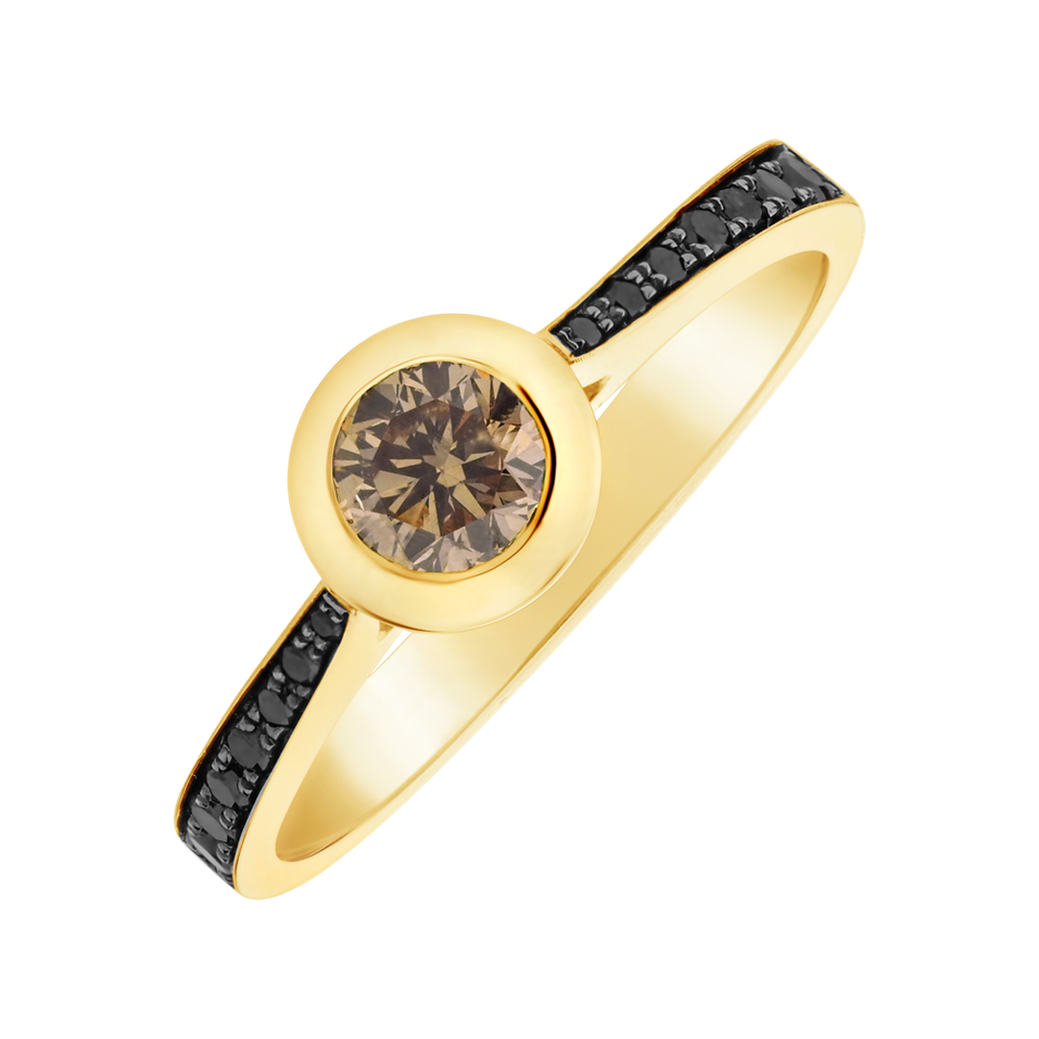 Ring with black and brown diamonds Space Love