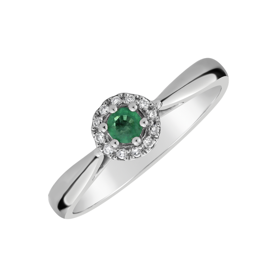 Diamond ring with Emerald Frozen Lagoon