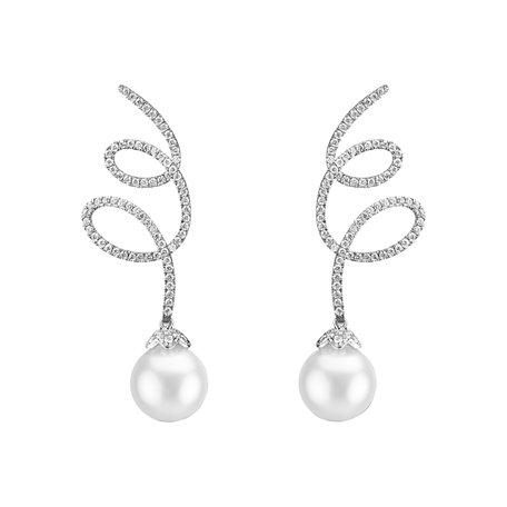 Diamond earrings with Pearl Spiral Ocean