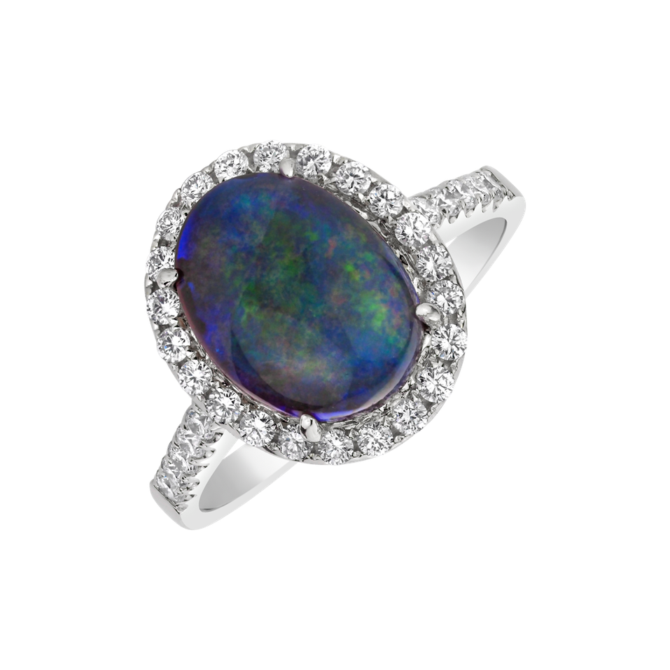 Diamond ring with Opal Secret Garden