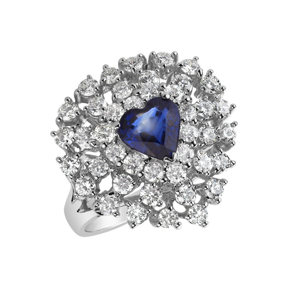 Diamond ring with Sapphire Versailles Orchid