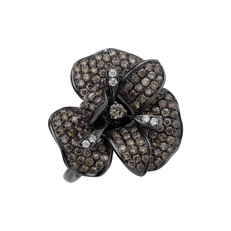 Ring with brown diamonds Diabolical Orchid