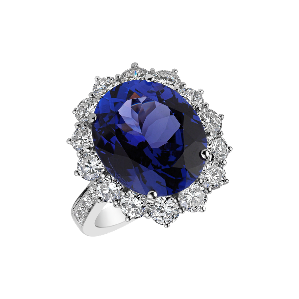 Diamond ring with Tanzanite Ocean Countess