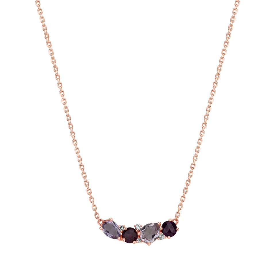 Diamond necklace with Amethyst and Garnet Celestial Radiance