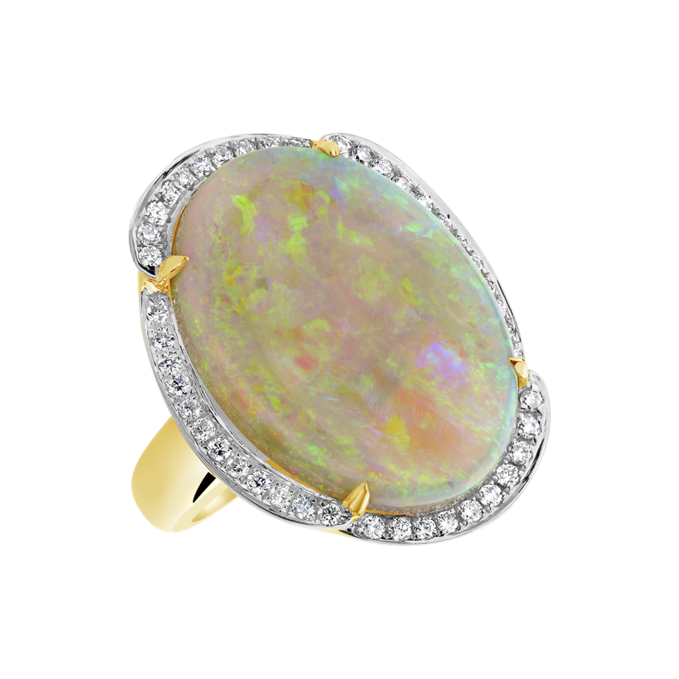 Diamond ring with Opal Aitana