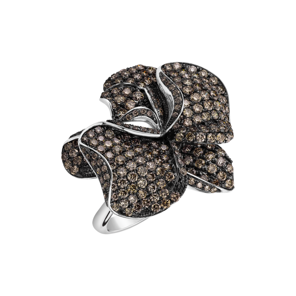 Ring with brown diamonds Charming Orchid