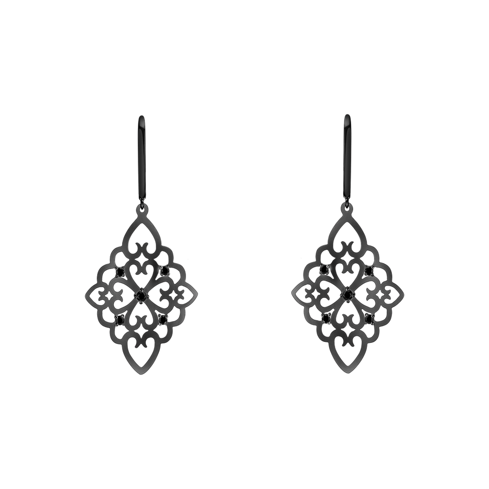 Earrings with black diamonds Folk Treasure