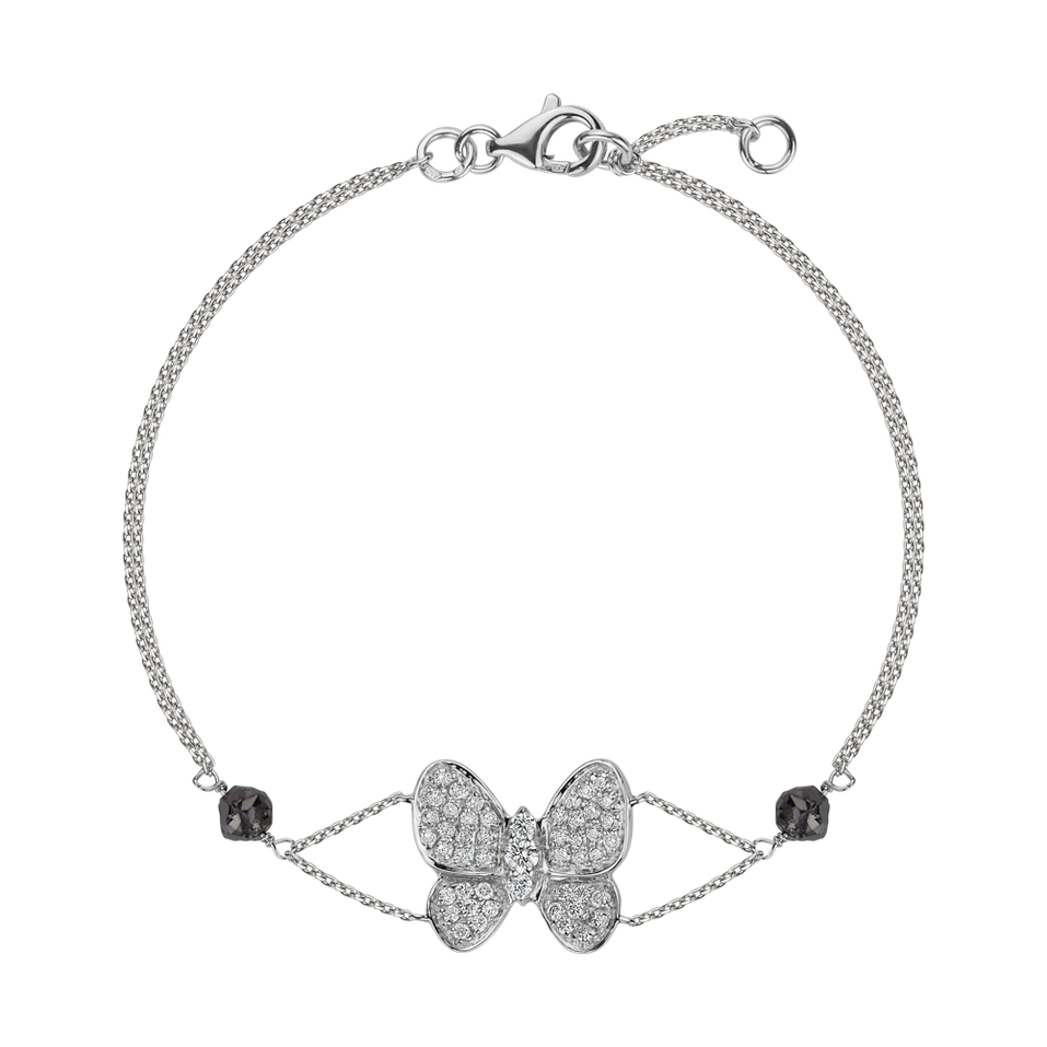 Bracelet with black and white diamonds Divine Butterfly