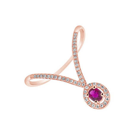 Diamond ring with Ruby Ruby Tear