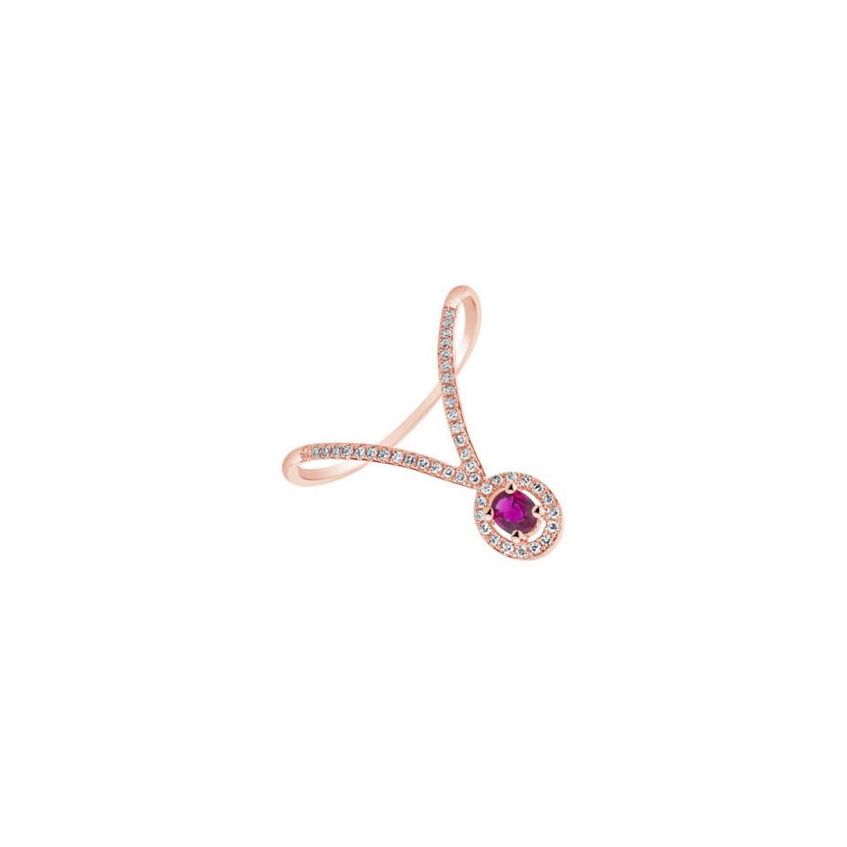 Diamond ring with Ruby Ruby Tear