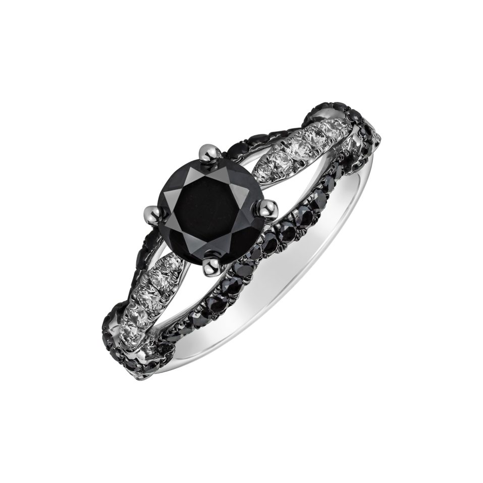 Ring with black and white diamonds Lissie