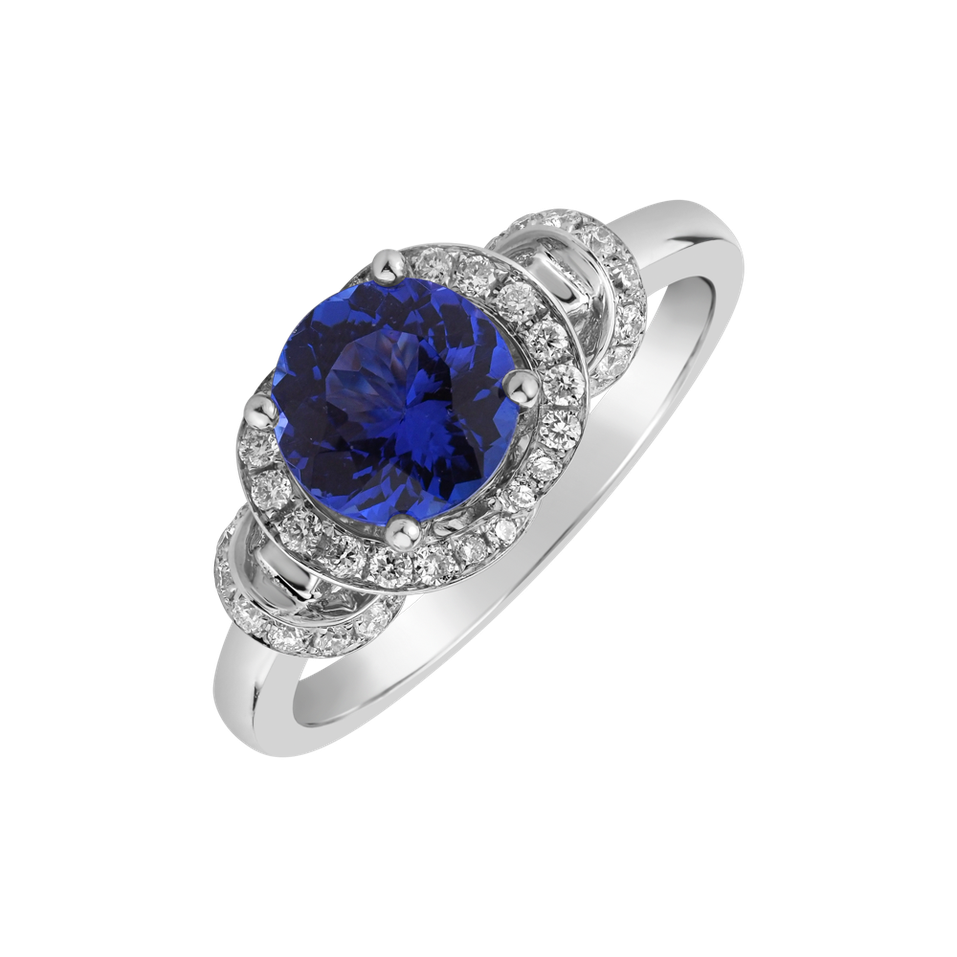 Diamond ring with Tanzanite Cleopatra Touch