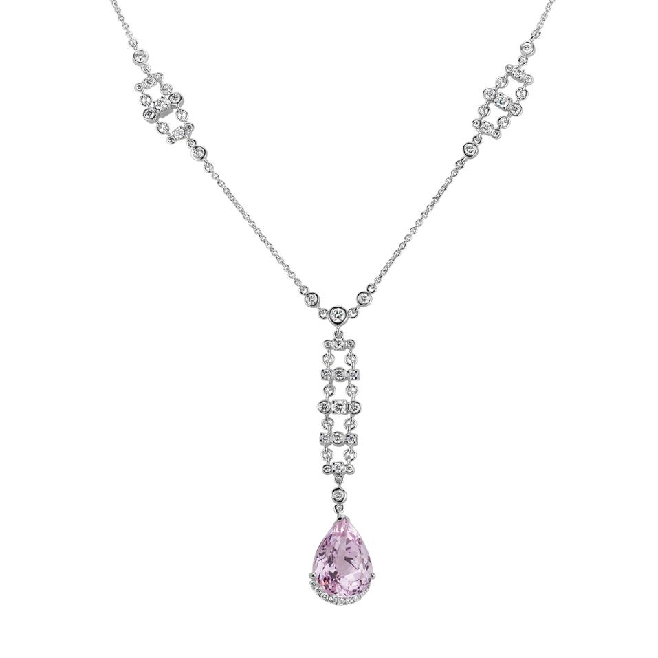 Necklace with Kunzite and diamonds Purple Lonely