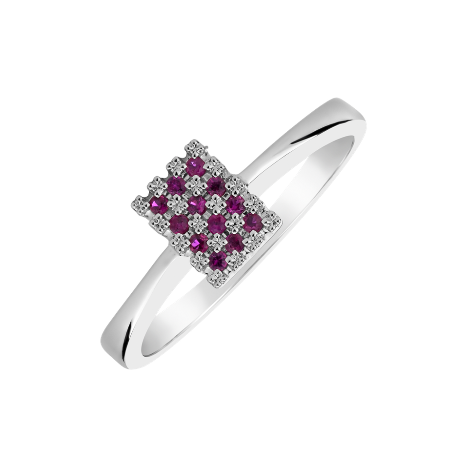 Diamond ring with Ruby Galaxy Mosaic