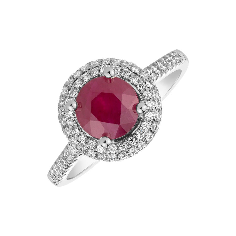 Diamond ring with Ruby Red Planet