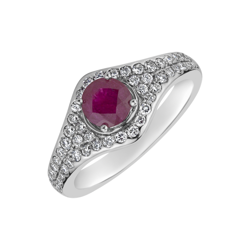 Diamond ring with Ruby Red Star