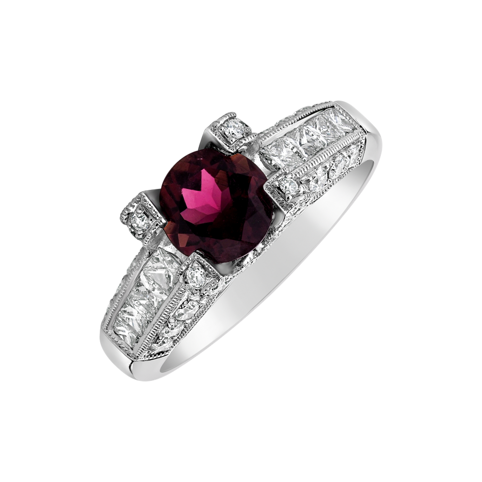 Diamond ring with Tourmalíne Red Poem