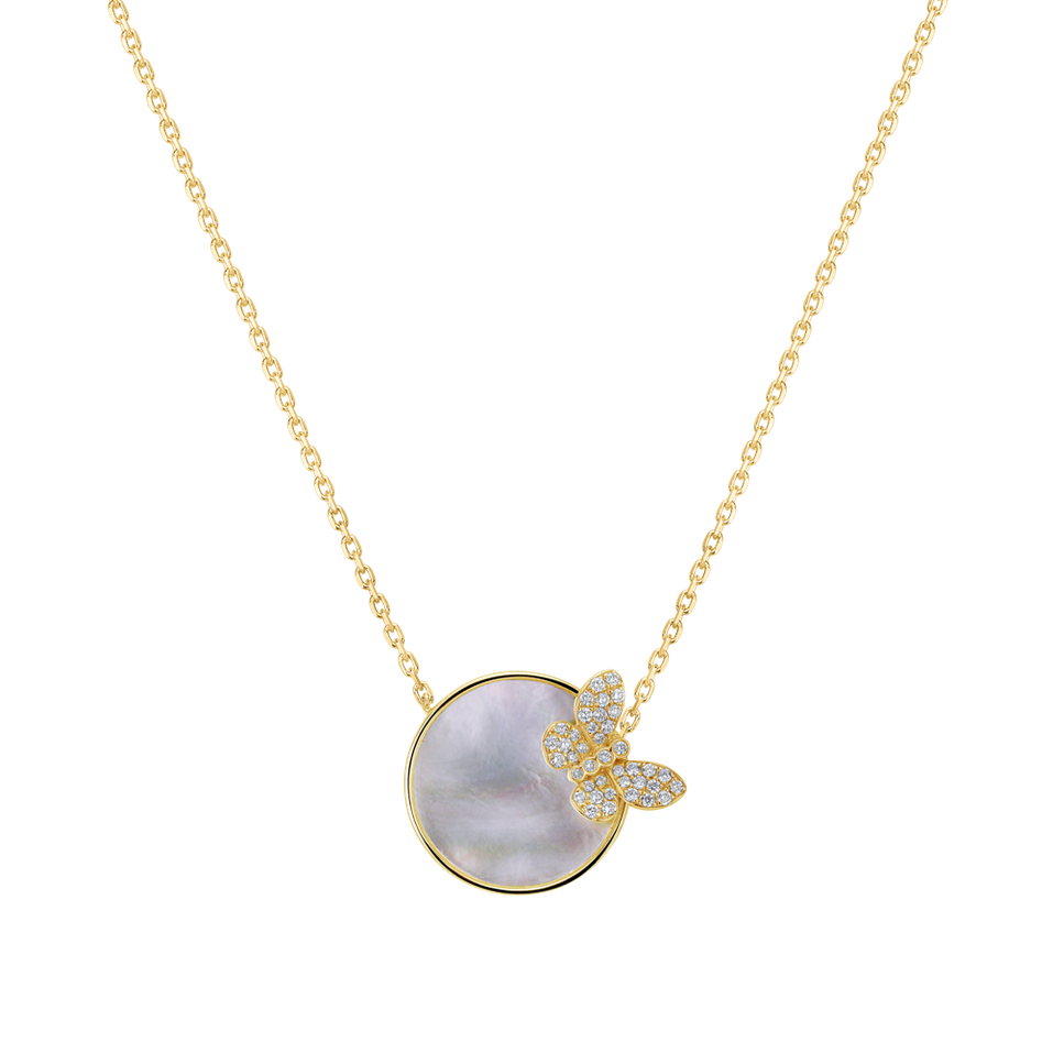 Diamond necklace with Mother of Pearl Moon Butterfly