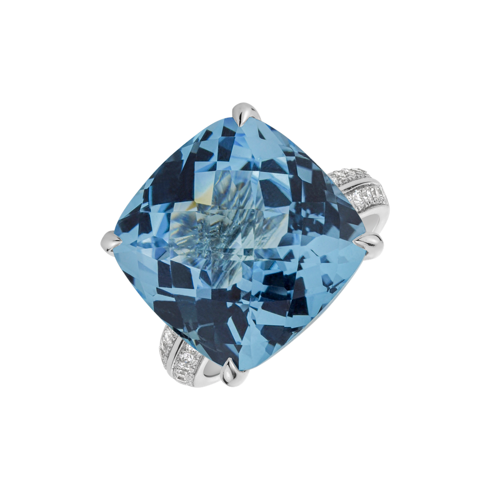 Diamond ring with Topaz Blue Czarina