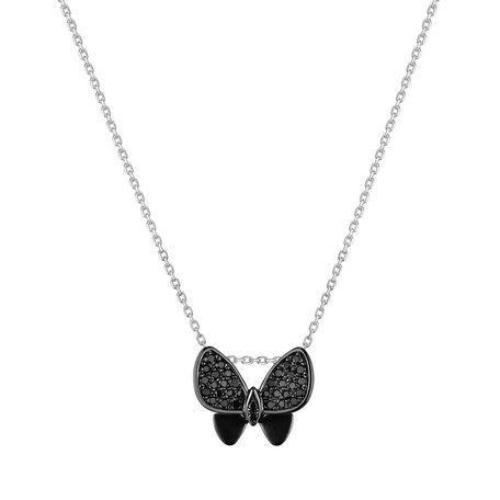 Pendant with black diamonds Butterfly Night