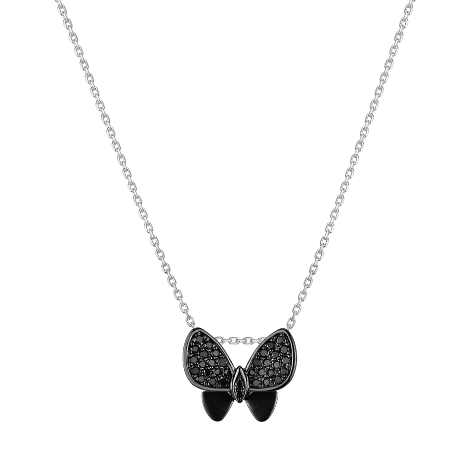 Pendant with black diamonds Butterfly Night