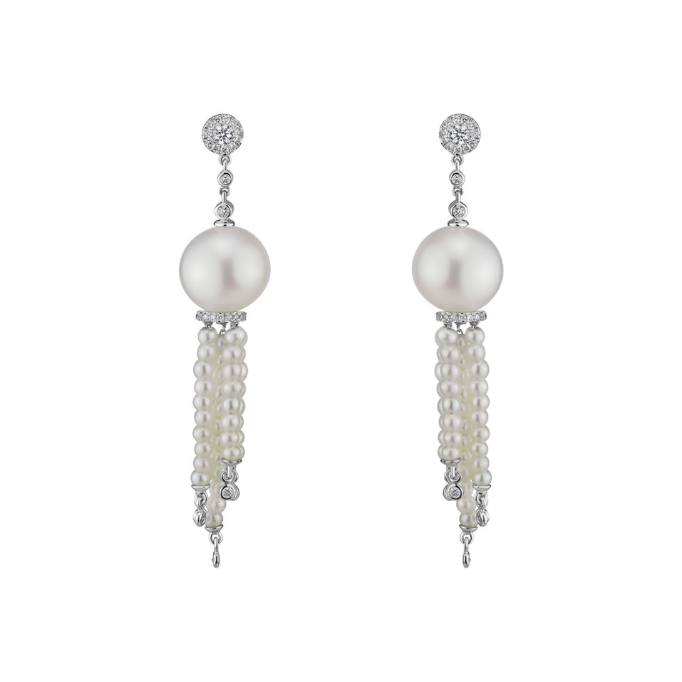 Diamond earrings with Pearl Illuminated Sea