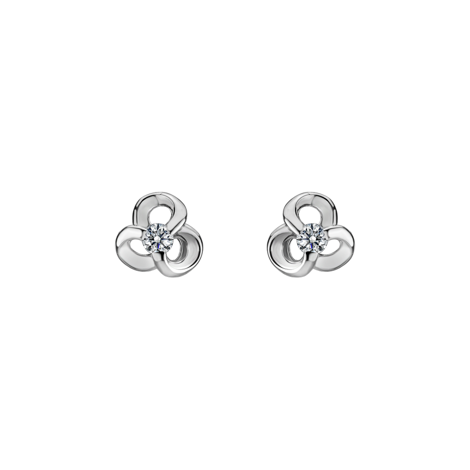 Diamond earrings Curled Flower