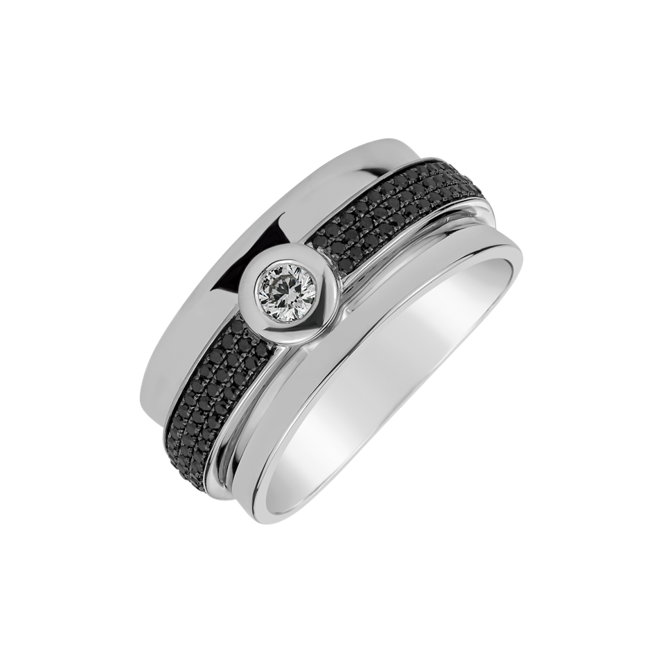 Ring with black and white diamonds Mélanie