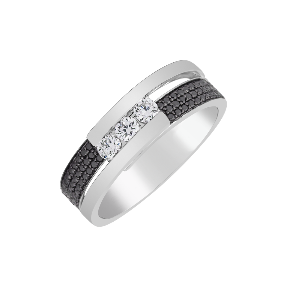 Ring with black and white diamonds Diamond Message