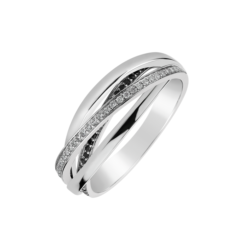 Ring with black and white diamonds Heaven Ray