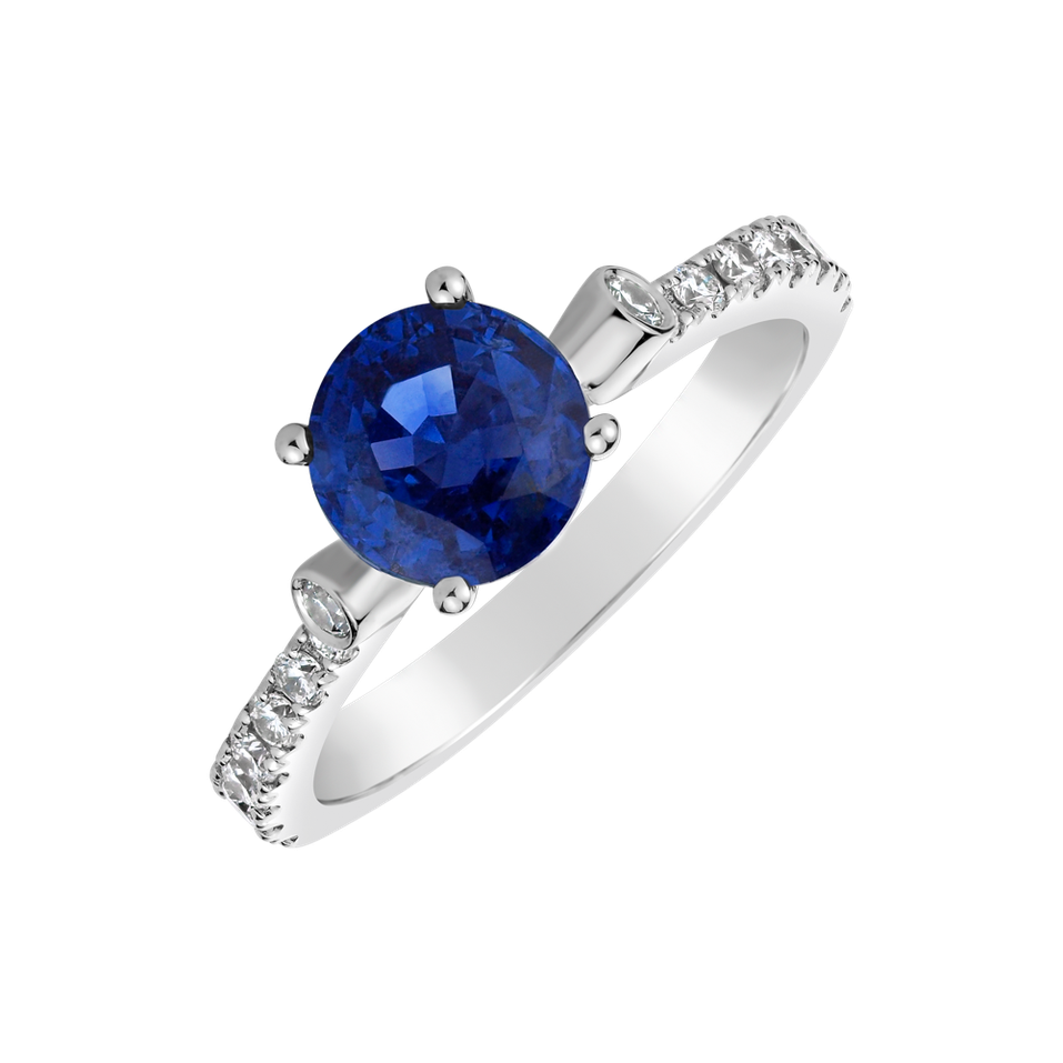 Diamond ring with Sapphire Midnight Phantom