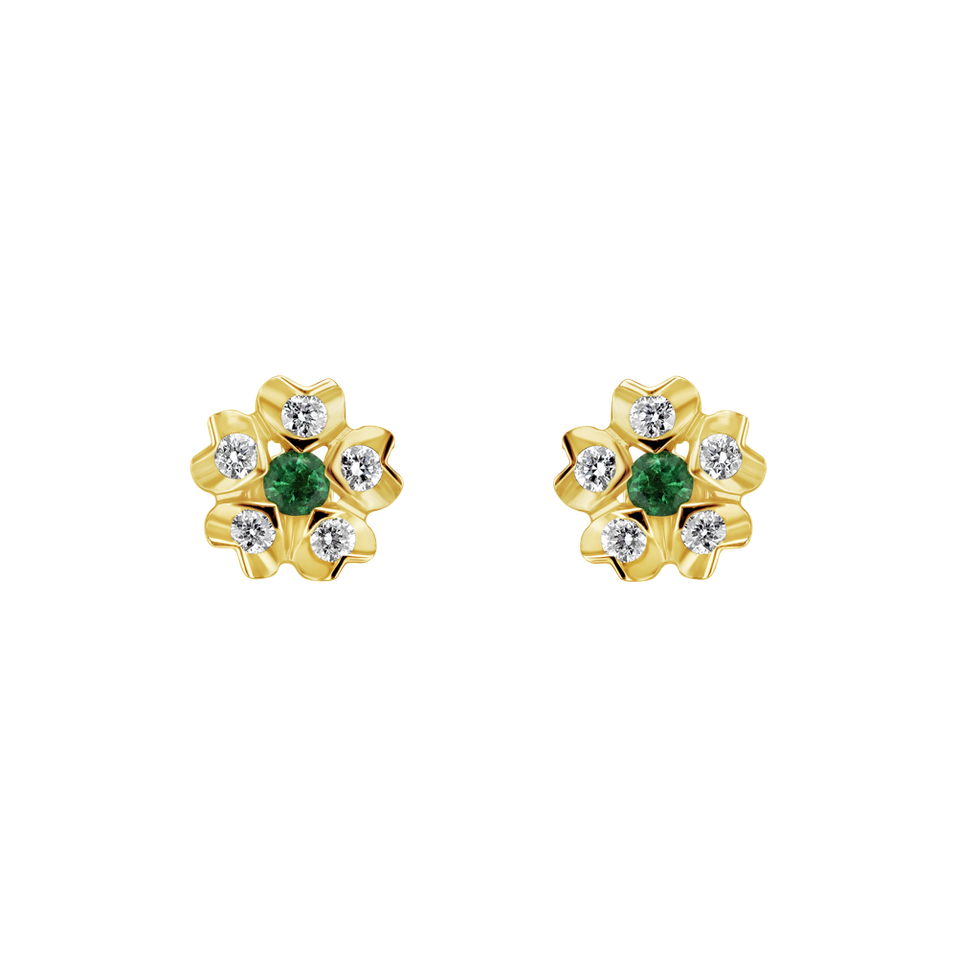 Diamond earrings with Emerald Asters