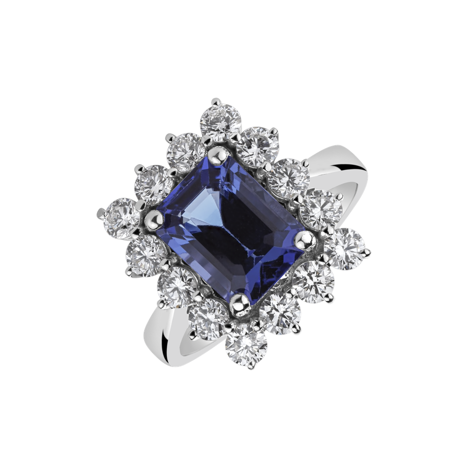 Diamond ring with Tanzanite Space Princess