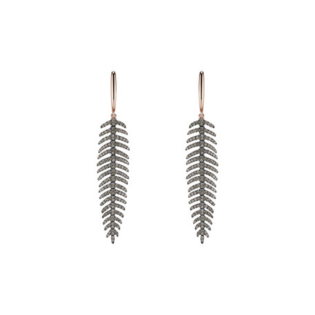 Earrings with brown diamonds Galaxy Feather