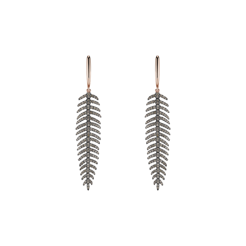 Earrings with brown diamonds Galaxy Feather