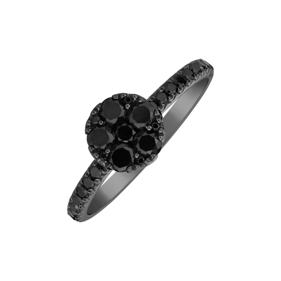 Ring with black diamonds Sunshine Opus