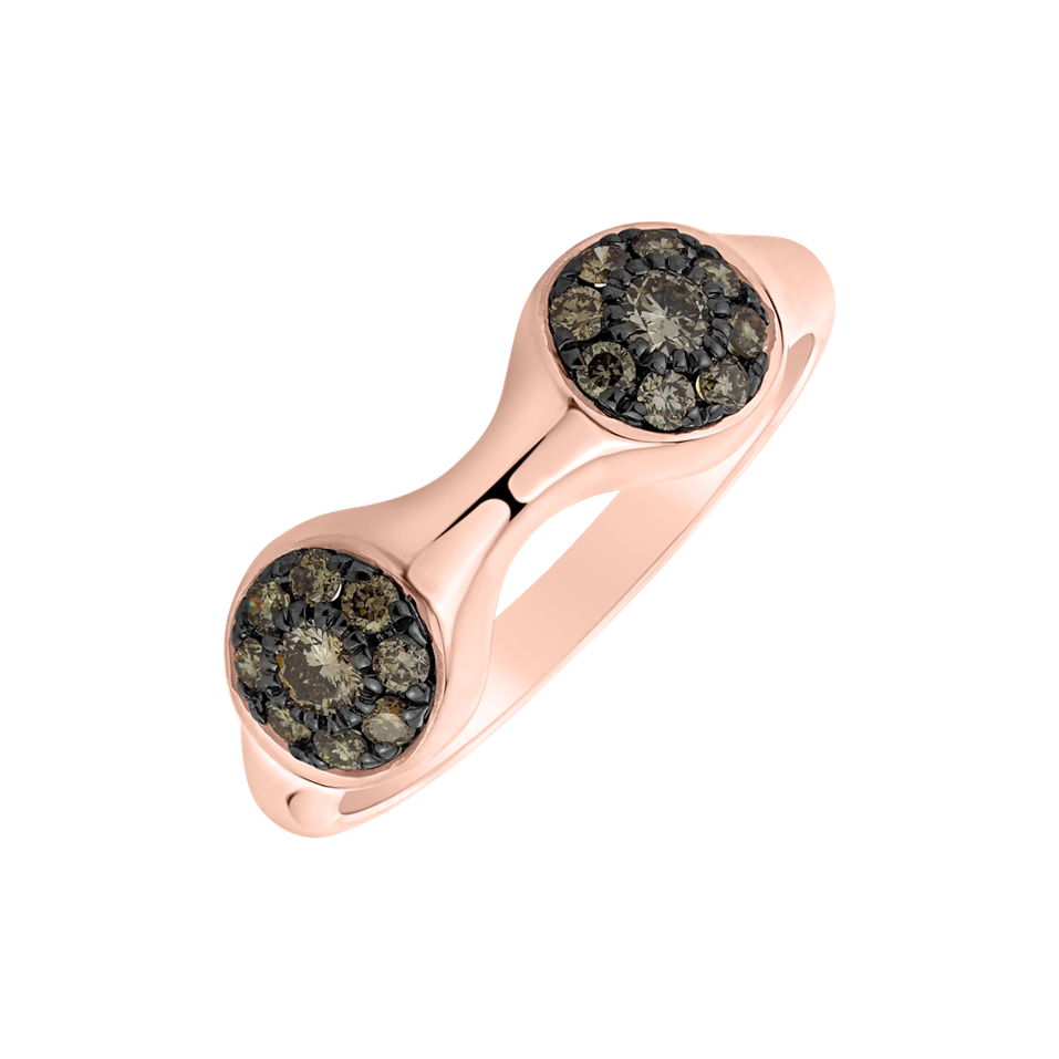 Ring with brown diamonds Space Kiss