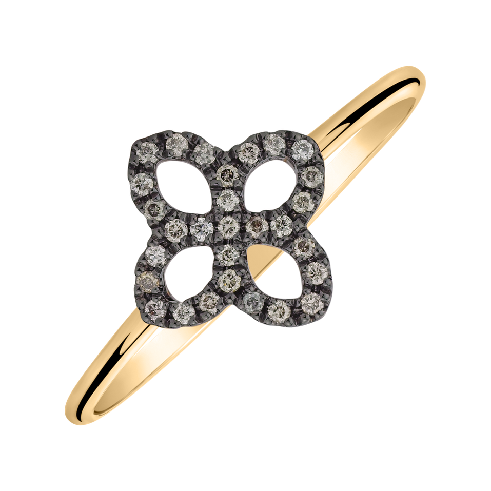 Ring with brown diamonds Glamorous Petals