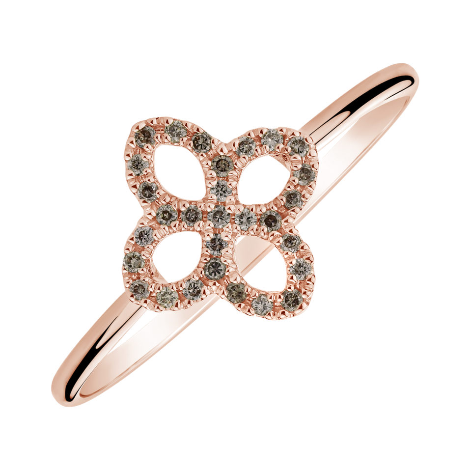 Ring with brown diamonds Glamorous Petals