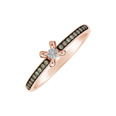 Ring with brown and white diamonds Moonlight Ray