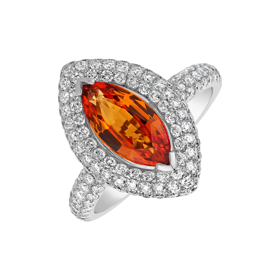 Diamond ring with Sapphire Lava Mountain