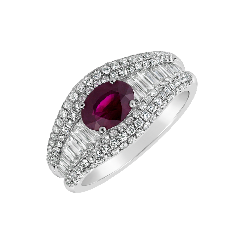 Diamond ring with Ruby Magnolia