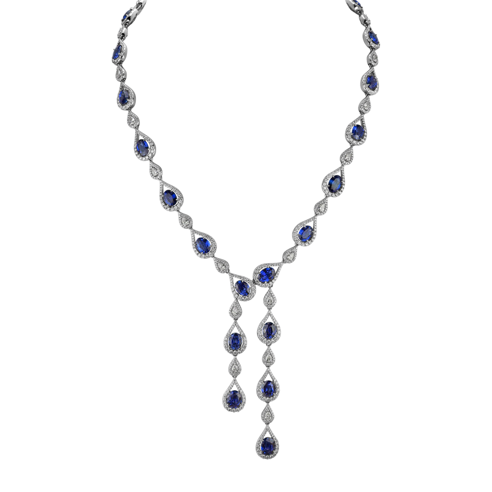 Diamond necklace with Sapphire Sapphire Ribbon