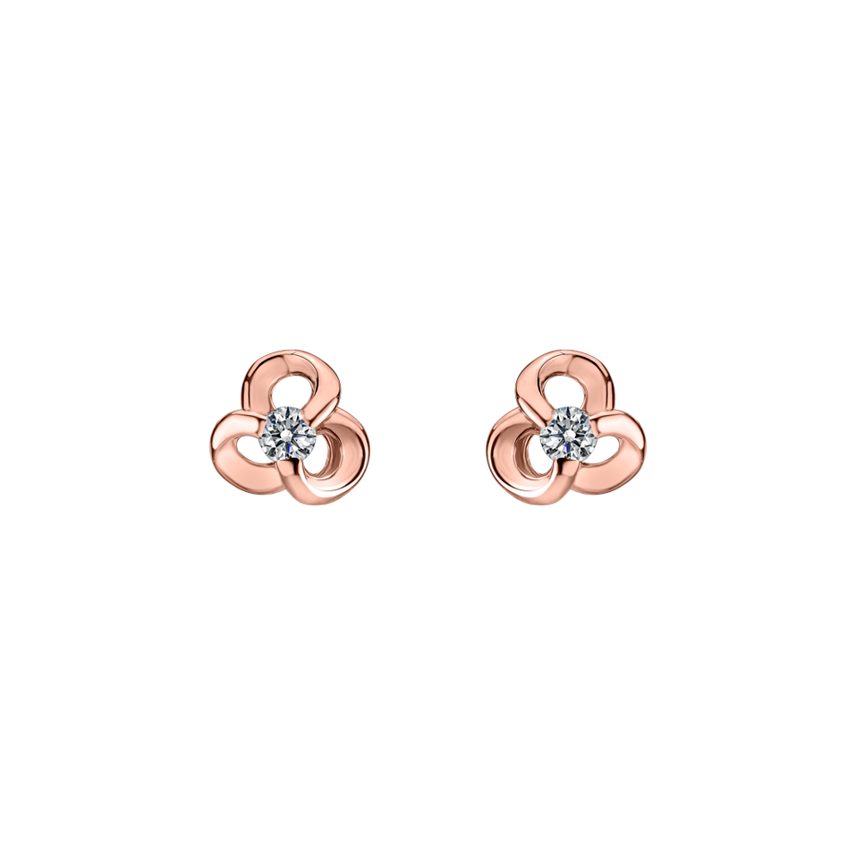 Diamond earrings Curled Flower