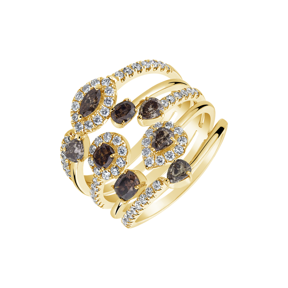 Ring with brown and white diamonds Midnight Helix