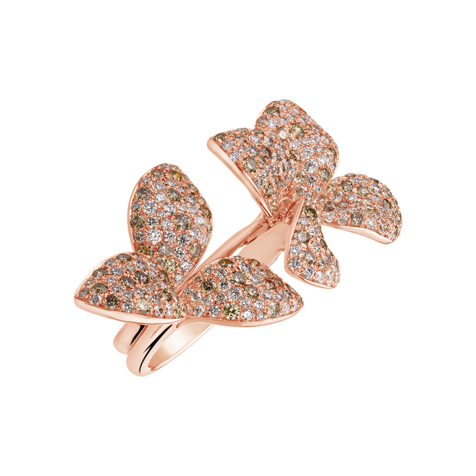 Ring with brown diamonds Noble Butterfly